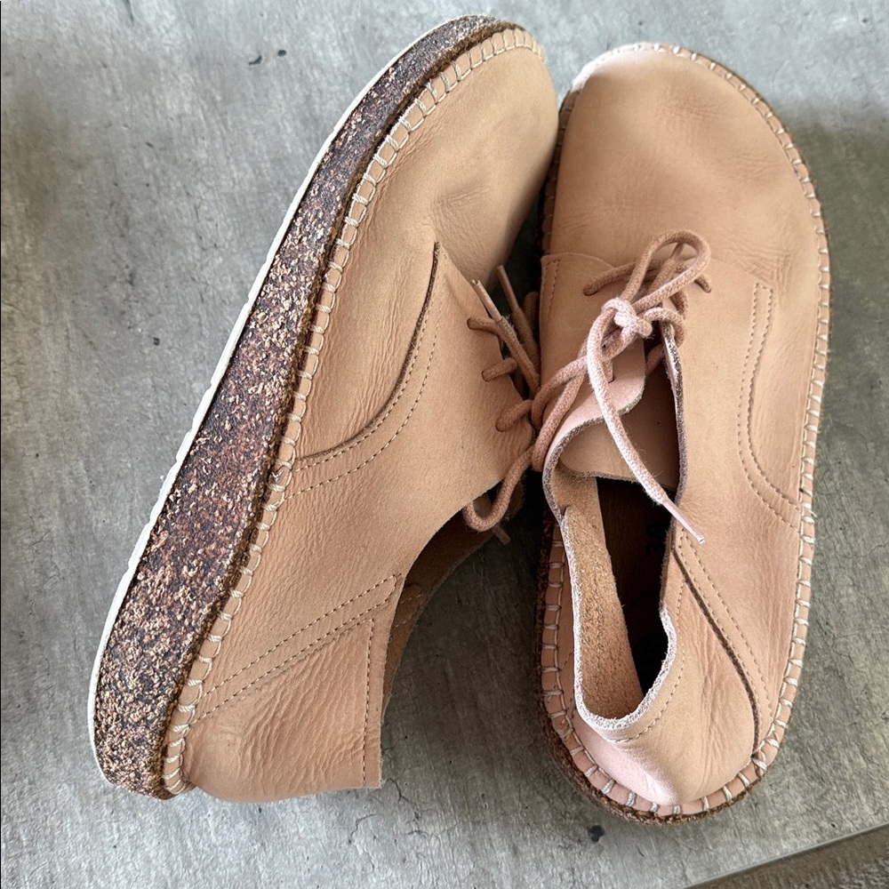 Birkenstock Tan Leather Lace-Up Clogs